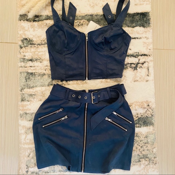 Dresses & Skirts - NEW Dark Teal Soft Suede Crop Top and Skirt Set
